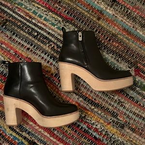 Black Leather Clog Boots